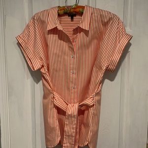 Talbots Front Tie Striped Blouse